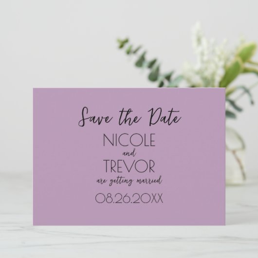 Creëer Your Own - Plain Light Mauve Minimalist Save The Date (Staand voorkant)