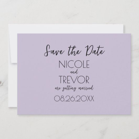 Creëer Your Own - Plain Light Paarse minimalist Save The Date (Voorkant)