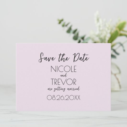 Creëer Your Own - Plain Light Pink Minimalist Save The Date (Staand voorkant)
