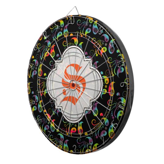 Creëer Your Own Rainbow Paisley Dartbord (Voorkant Rechts)