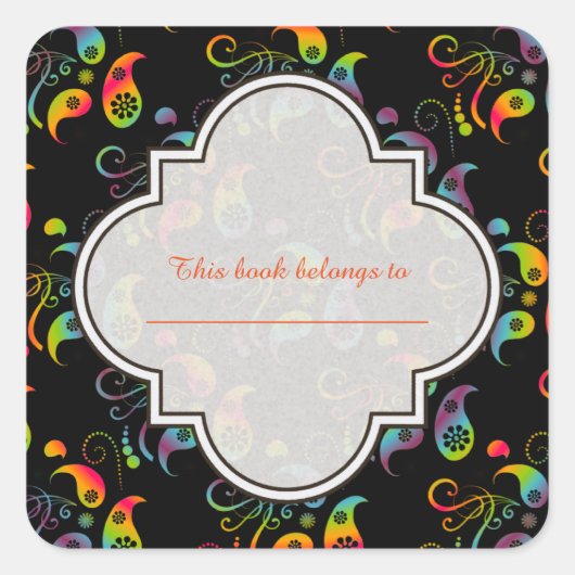 Creëer Your Own Rainbow Paisley Vierkante Sticker (Voorkant)