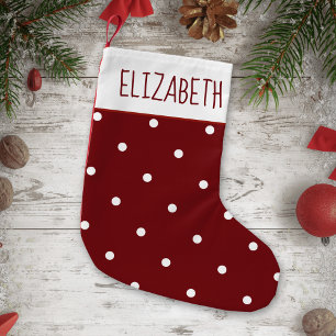 Creëer Your Own Red and White Polka Dots Holiday Kleine Kerstsok