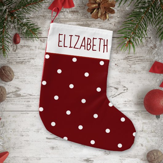 Creëer Your Own Red and White Polka Dots Holiday Kleine Kerstsok