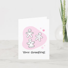 Creëer Your Own Retro Gingerbread Roze Kerst Feestdagen Kaart