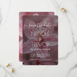 Creëer Your Own -  roze bloem close-up Save The Date