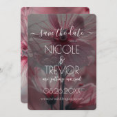 Creëer Your Own - roze doorschijnende bloemen Save The Date (Voorkant / Achterkant)