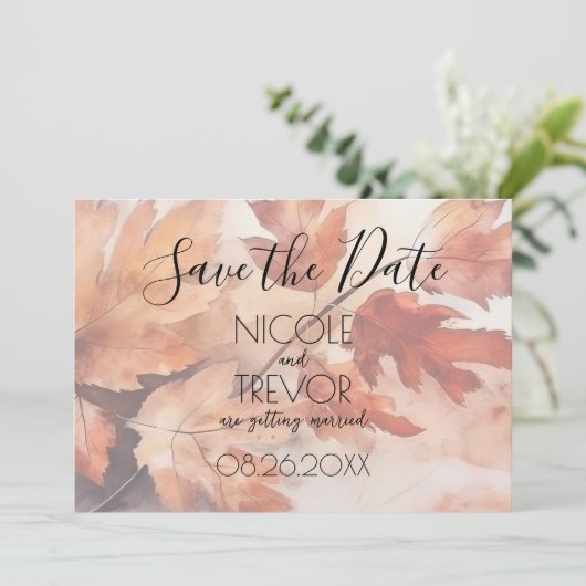 Creëer Your Own - Rustieke herfstbladeren Save The Date (Staand voorkant)