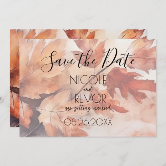 Creëer Your Own - Rustieke herfstbladeren Save The Date (Voorkant / Achterkant)
