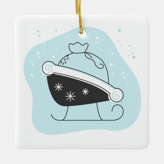 Creëer Your Own Santa's Sleigh Bag Kerst Keramisch Ornament (Voorkant)