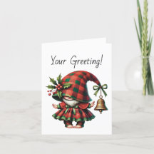 Creëer Your Own Shy Christmas Plaid Gnome & Bell
