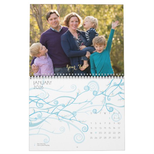 Creëer Your Own Simple Family Kinder Fotomuur 2026 Kalender (Jan 2026)