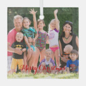 Creëer Your Own Square Photo Holiday Kerstmis Glas Ornament (Voorkant)