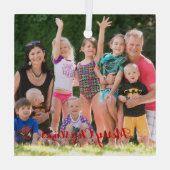 Creëer Your Own Square Photo Holiday Kerstmis Glas Ornament (Achterkant)