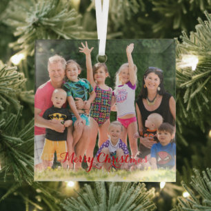 Creëer Your Own Square Photo Holiday Kerstmis Glas Ornament