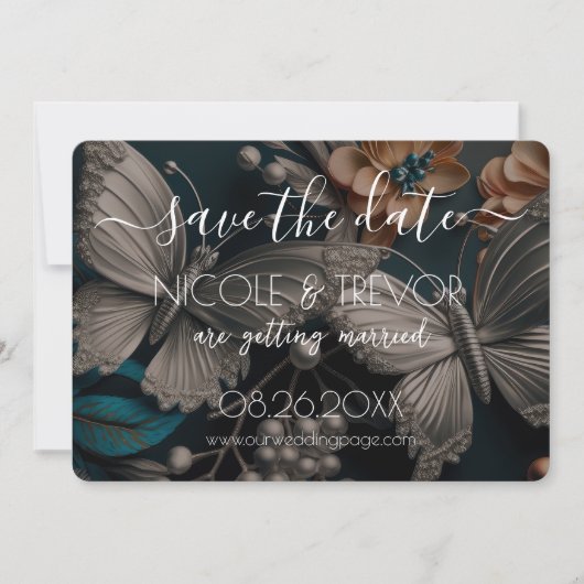 Creëer Your Own - Steampunk  Butterfly Save The Date (Voorkant)