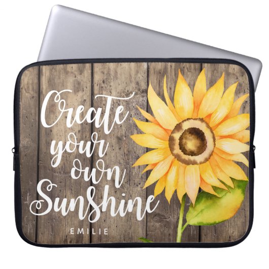 Creëer Your Own Sunshine | Aangepaste zonnebloemof Laptop Sleeve (Voorkant)