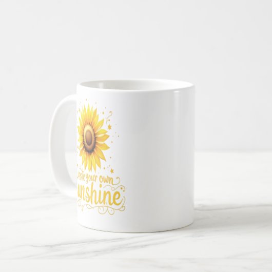 Creëer Your Own Sunshine - Motivatie zonnebloem Koffiemok (Voorkant links)