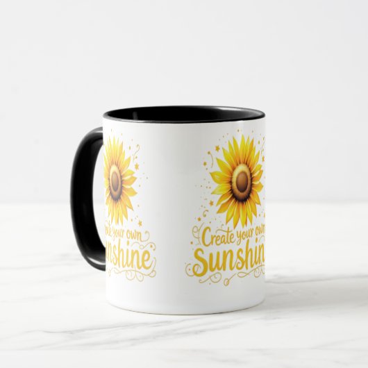 Creëer Your Own Sunshine - Motivatie zonnebloem Mok (Voorkant links)