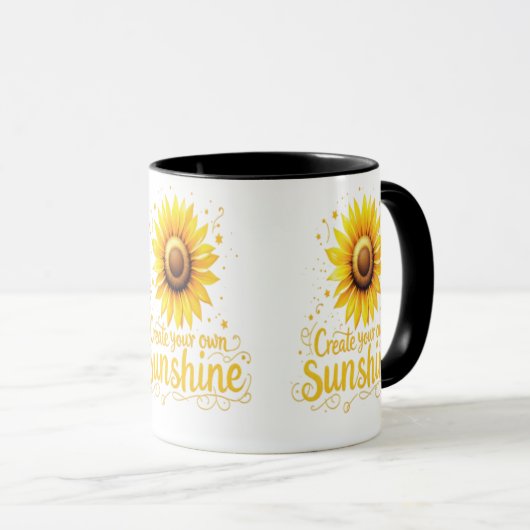 Creëer Your Own Sunshine - Motivatie zonnebloem Mok (Voorkant rechts)