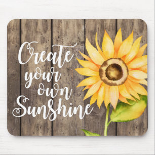 Creëer Your Own Sunshine   Waterverf Zonnebloem Muismat