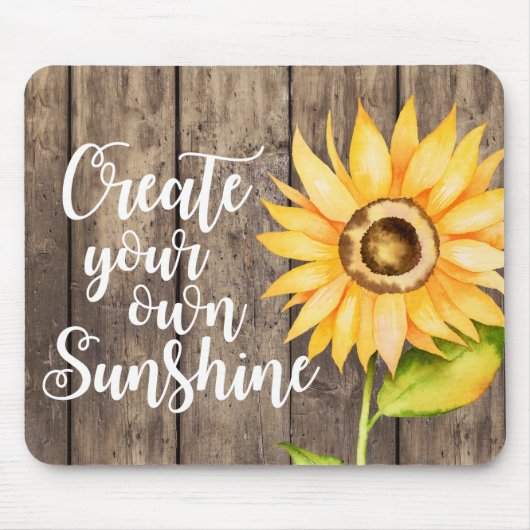 Creëer Your Own Sunshine | Waterverf Zonnebloem Muismat (Voorkant)