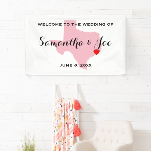 Creëer Your Own Texas Wedding Welcome Spandoek (Insitu)