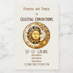 Creëer Your Own Victoriaanse Steampunk Sun & Moon Wijn Etiket