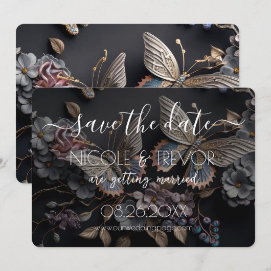 Creëer Your Own -  vlinders Save The Date (Voorkant / Achterkant)