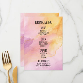 Creëer Your Own - Waterverf achtergrond Drink Menu