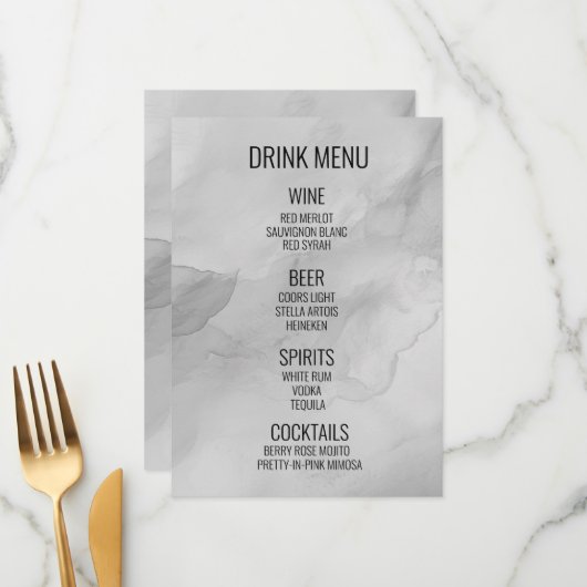 Creëer Your Own - Waterverf achtergrond Drink Menu (Voorkant / Achterkant in situ)