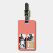 Creëer Your Own Wedding Photo Collage Monogram Bagagelabel (Voorkant verticaal)