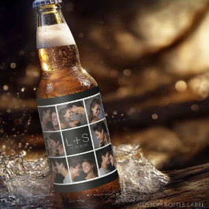 Creëer Your Own Wedding Photo Collage Monogram Bier Etiket