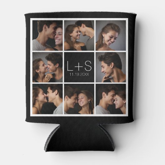 Creëer Your Own Wedding Photo Collage Monogram Blikjeskoeler (Voorkant)