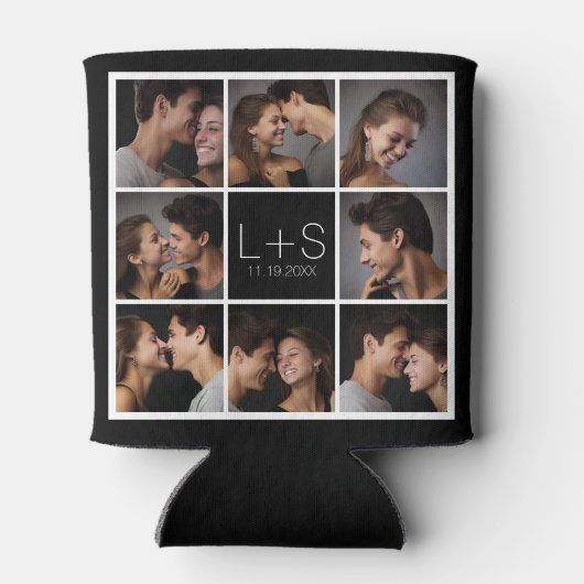 Creëer Your Own Wedding Photo Collage Monogram Blikjeskoeler (Achterkant)