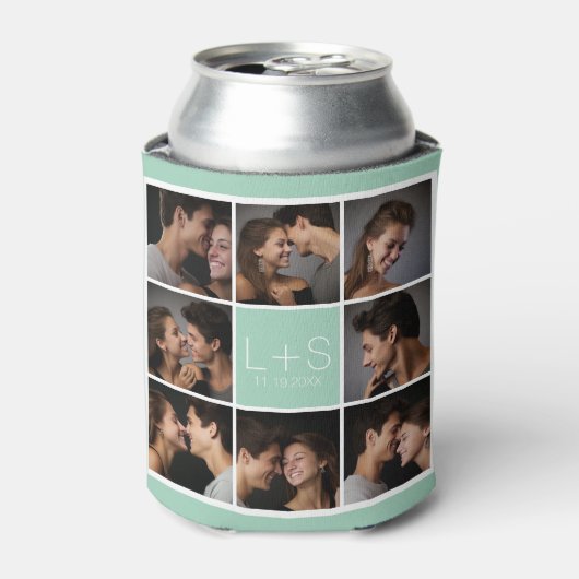 Creëer Your Own Wedding Photo Collage Monogram Blikjeskoeler (Blikje Voorkant)