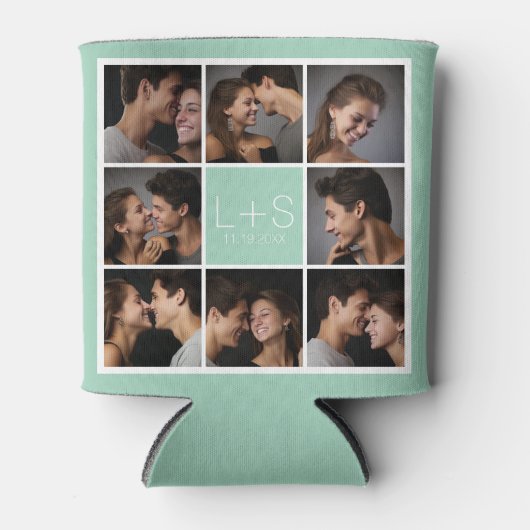 Creëer Your Own Wedding Photo Collage Monogram Blikjeskoeler (Voorkant)