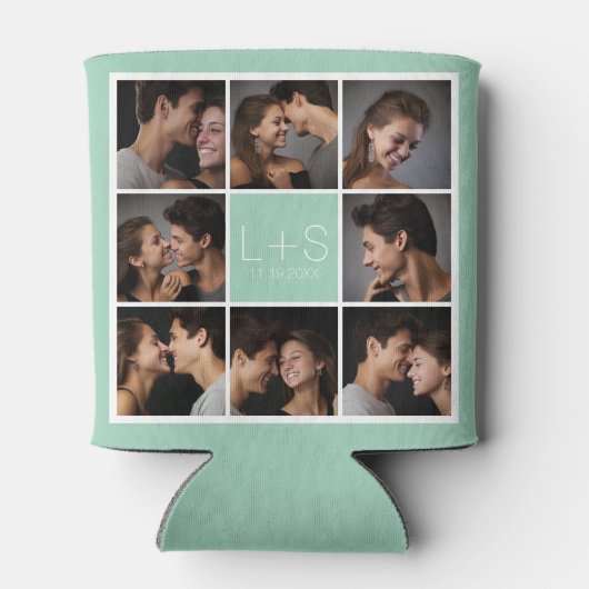 Creëer Your Own Wedding Photo Collage Monogram Blikjeskoeler (Achterkant)