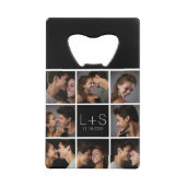 Creëer Your Own Wedding Photo Collage Monogram Creditkaart Flessenopener (Voorkant)