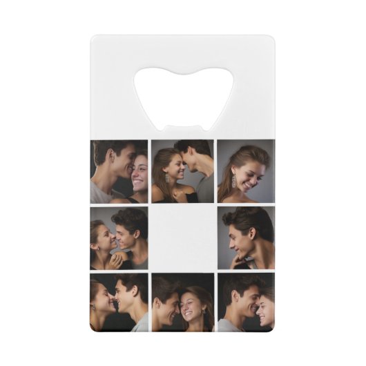 Creëer Your Own Wedding Photo Collage Monogram Creditkaart Flessenopener (Achterkant)