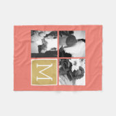 Creëer Your Own Wedding Photo Collage Monogram Fleece Deken (Voorkant (Horizontaal))
