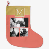 Creëer Your Own Wedding Photo Collage Monogram Grote Kerstsok (Voorkant)