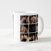 Creëer Your Own Wedding Photo Collage Monogram Grote Koffiekop (Voorkant rechts)