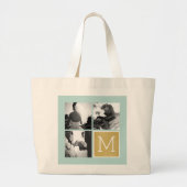 Creëer Your Own Wedding Photo Collage Monogram Grote Tote Bag (Voorkant)
