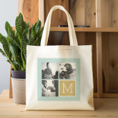 Creëer Your Own Wedding Photo Collage Monogram Grote Tote Bag