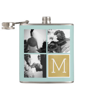 Creëer Your Own Wedding Photo Collage Monogram Heupfles