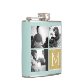 Creëer Your Own Wedding Photo Collage Monogram Heupfles (Rechts)