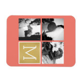 Creëer Your Own Wedding Photo Collage Monogram Magneet (Horizontaal)