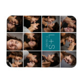 Creëer Your Own Wedding Photo Collage Monogram Magneet (Horizontaal)