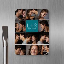 Creëer Your Own Wedding Photo Collage Monogram Magneet