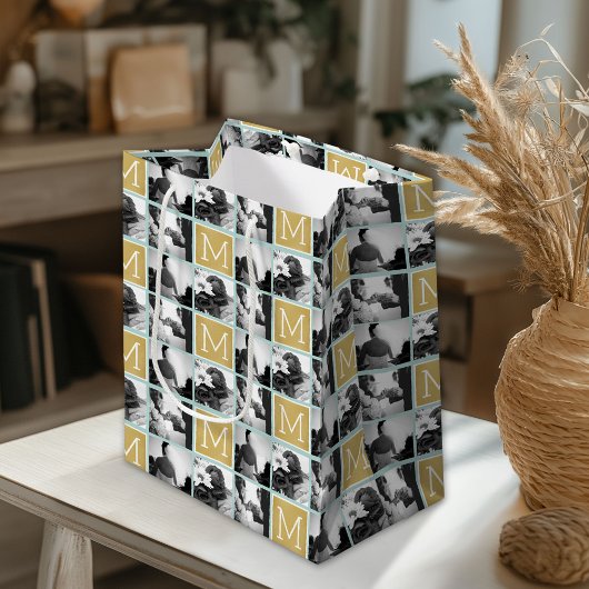 Creëer Your Own Wedding Photo Collage Monogram Medium Cadeauzakje